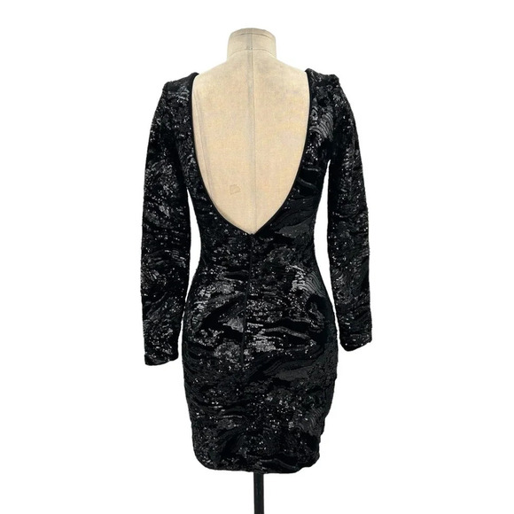Dress the Population Lola Black Sequin Velvet Mini Bodycon Dress‎ Size Small - Picture 6 of 10